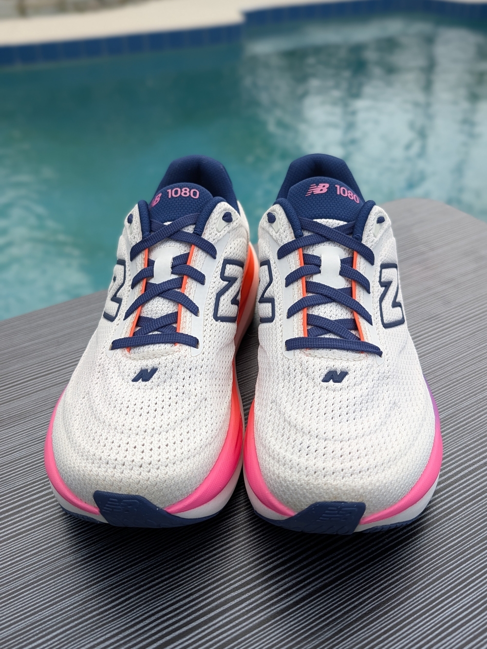 New Balance 1080 v15 Women's Size 8.5 Running Shoes White Pink Orange